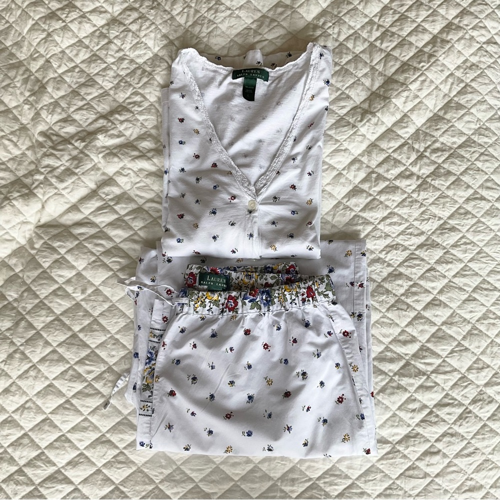 Lauren Ralph Lauren White Floral Pajama Set